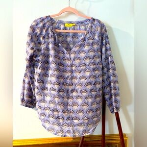 Roberta Roller Rabbit 100% cotton block print blouse size Small